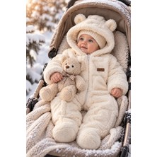Canini Bebek Welsoft Tulum Kapüşonlu Peluş Kışlık Fermuarlı Bebek Tulum