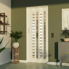 Stratecht Katlanır Pvc Camlı Akordiyon Kapı Beyaz Suya ve Neme Dayanıklı 85X205X1.2 cm