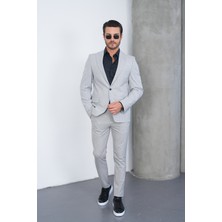 Gustman Moda Açık Gri Slim Fit Erkek Takım Elbise