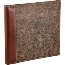 TeknoKapsül 30,5 cm 30,5 cm Buchschraubenalbum Kabartmalı Dikişli Suni Deri Cover Memory Kitap, Kahverengi
