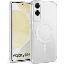 Vissona Samsung Galaxy S25 Edge Uyumlu Kamera Korumalı Magsafe Wireless Şarj Özellikli Lüks Şeffaf Silikon Telefon Kılıfı