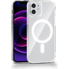 Vissona iPhone 12 Uyumlu Kamera Korumalı Magsafe Wireless Şarj Özellikli Lüks Şeffaf Silikon Telefon Kılıfı