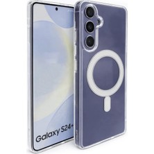 Vissona Samsung Galaxy S24 Plus Uyumlu Kamera Korumalı Magsafe Wireless Şarj Özellikli Lüks Şeffaf Silikon Telefon Kılıfı