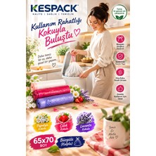 Kespack Büzgüllü 50 Adet Çöp Torbası 65X70 cm 3'lü Premium Paket Lavanta-Çilek-Papatya Kokulu Çöp Poşeti