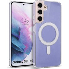Vissona Samsung Galaxy S21 Plus Uyumlu Kamera Korumalı Magsafe Wireless Şarj Özellikli Lüks Şeffaf Silikon Telefon Kılıfı