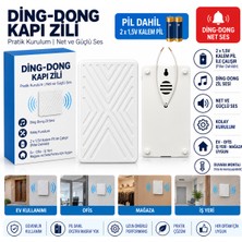 Boji Ding Dong Kapı Zili Pilli Kablolu Zil 2 Adet 1,5V Kalem Pil Dahil Beyaz