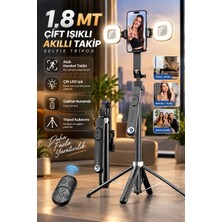 Matechno 1.8mt Çift Işıklı Akıllı Hareket Takipli Tripod Kumandalı Selfie Aydınlatma Tripod Telefon Tutucu