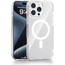 Vissona iPhone 15 Pro Max Uyumlu Kamera Korumalı Magsafe Wireless Şarj Özellikli Lüks Şeffaf Silikon Telefon Kılıfı