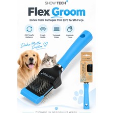Show Tech+ Flex Groom Esnek Pedli Yumuşak Pinli Kedi Köpek Fön Fırçası Mavi