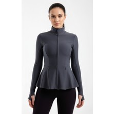 Maimoda Kadın Peplum Kesim Spor Ceket Parmak Geçirmeli -Tesettür Uyumlu