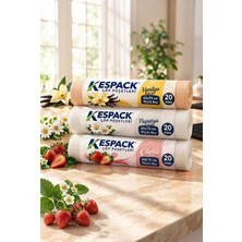 Kespack Büzgüllüc 50 Adet Çöp Torbası 65X70 3'lü Premium Paket Çilek-Papatya-Vanilya Kokulu Çöp Poşeti