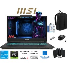 MSI Msı Cyborg 15 A13UC-2087XTR Intel Core I5 13420H 32GB 512GB SSD RTX3050 W11 Pro 15.6" Fhd 144Hz Taşınabilir Bilgisayar Duddi Çanta+Mouse+Mousepad+Usbbellek+Temizlikkit