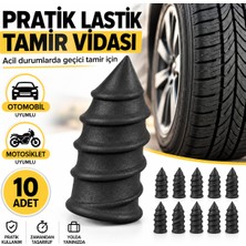 Solezon Lastik Tamir Kiti 10'lu Kauçuk Tamir Vidası Otomobil ve Motosiklet Uyumlu