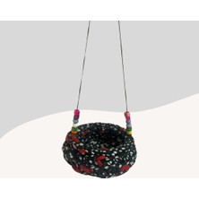 Muhabbet Kuşları Için Hamak Salıncak Siyah-Beyaz-Kırmızı 7cm