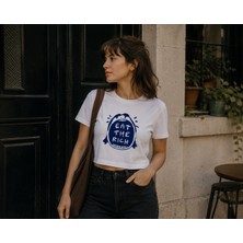 Leftist Eat The Rıch Kadın Oversize Crop Tişört | Leftıst