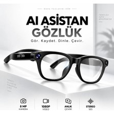 Tarçın Akıllı Aı Gözlüğü 8mp Kamera 1080P Hd Video Bluetooth 5.3 Yapay Zeka Sesli Asistan ve Çeviri Özelliği