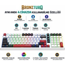 Bronzturq MK1176 3n1(Wired + 2.4g + Bluetooth) Rgb  101 Tuşlu Anti-Ghosting Mekanik Klavye