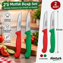 Abnturk 2 Adet Paslanmaz Çelik Meyve Sebze Bıçağı-Ergonomik Saplı Keskin Güllük Kullanım Mutfak Bıçağı