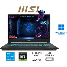 MSI Msı Cyborg 15 A13UC-2087XTR Intel Core I5 13420H 64GB 1tb SSD RTX3050 W11 Pro 15.6" Fhd 144Hz Taşınabilir Bilgisayar Duddi