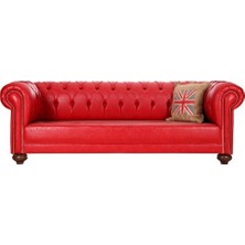 3A Mobilya Red Leather Chesterfield