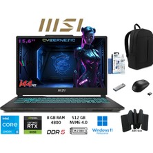 MSI Msı Cyborg 15 A13UC-2087XTR Intel Core I5 13420H 8gb 512GB SSD RTX3050 W11 Pro 15.6" Fhd 144Hz Taşınabilir Bilgisayar Duddi Çanta+Mouse+Mousepad+Usbbellek+Temizlikkit