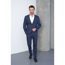 Gustman Moda Lacivert Armürlü Klasik Takım Elbise