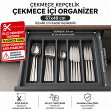 ShopyTime Çekmece Içi Kepçelik Organizer 67X49 cm  Mutfak Gereçleri Düzenleyici Antrasit