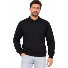 Formteks Iş Sweatshirt Polo Yaka Siyah