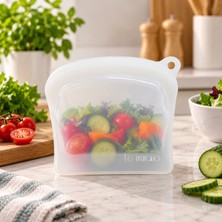 CoverZone Le Murano Sheer 300 ml Hava ve Sıvı Sızdırmaz Kilitli Silikon Saklama Torbası, %100 Platinum Silikon, Bpa Free, Mikrodalga ve Dondurucu Uyumlu, Tekrar Kullanılabilir Gıda Saklama Poşeti, LM0003/24