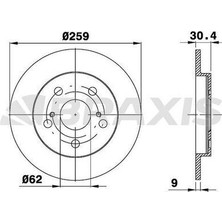 Braxis AE0455 Arka Fren Disk Aynası Düz Auris Corolla Vvt I 1.4 1.6 0711 259×4 4243112260
