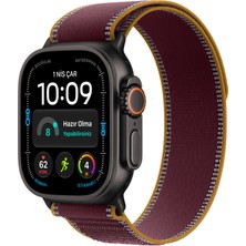 Apple Watch Ultra 4 Gps + Cellular, 49 mm Siyah Titanyum Kasa ve Burgonya Trail Loop - M/l