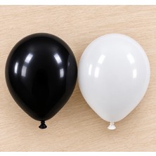 As Balon 100’LÜ Siyah Beyaz Balon Seti 12 Inç – 50 Siyah 50 Beyaz – 5 Metre Balon Şeridi Hediyeli – Parti, Doğum Günü ve Organizasyon Süsleme Seti