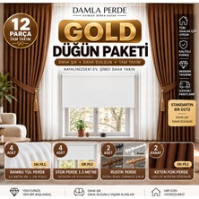 Damla Perde Gold Düğün Paketi 12 Parça Perde Seti
