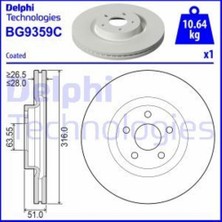 Delphi BG9359C Ön Fren Disk Ayna Galaxy 18> S MA18 2036566