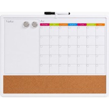 Ofisall 3\'ü 1 Arada Manyetik Takvimli Mantar Pano ve Yazı Tahtası 43X58.5 cm + Kalem, Magnet, Sticker Seti