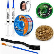 MHM Lehim Seti 0,8 mm 40 gr Lehim Teli Flux 2UUL-2015 Lehim Emme ve Yol Çekme Teli Temizleme Set ST427