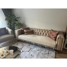 Dekorizyonum Döşemelik Püsküllü Koltuk Örtüsü Bej Rengi (95X210 Ebat)