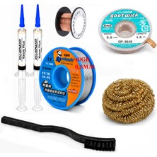 MHM Lehim Seti 0,8 mm 40 gr Lehim Teli Flux CP-3515 Lehim Emme ve Yol Çekme Teli Temizleme Set ST436