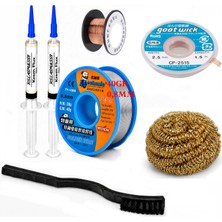 MHM Lehim Seti 0,8 mm 40 gr Lehim Teli Flux CP-2515 Lehim Emme ve Yol Çekme Teli Temizleme Set ST450