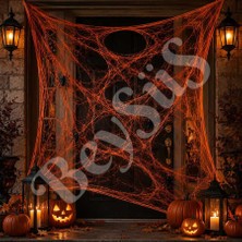 BeySüS Halloween Cadılar Bayramı Turuncu Renk Örümcek Ağı Seti
