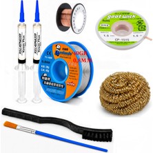MHM Lehim Seti 0,8 mm 40 gr Lehim Teli Flux CP-1515 Lehim Emme ve Yol Çekme Teli Temizleme Set ST414