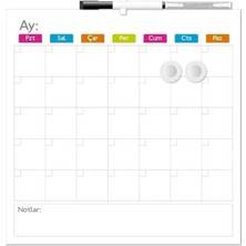 Ofisall Manyetik Aylık Planlayıcı Takvim Tahtası 35.6X35.6 cm + Silinebilir Marker, 2 Magnet ve Montaj Seti