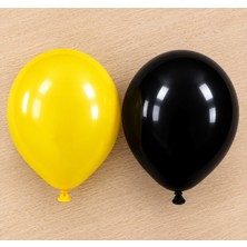 As Balon 100’LÜ Sarı Siyah Balon Seti 12 Inç – 50 Sarı 50 Siyah – 5 Metre Balon Şeridi Hediyeli – Inşaat Temalı Doğum Günü, Parti ve Taraftar Süsleme Seti