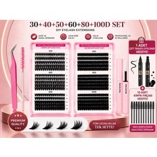 Halvey Takma Kirpik 600 Adet Kirpik Seti 30-40-50-60-80-100D Farklı Boylar ( Ürün İle Birlikte Çift Taraflı Eyeliner Hediye Gönderilecektir )