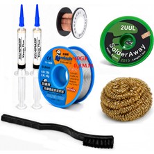 MHM Lehim Seti 0,8 mm 40 gr Lehim Teli Flux 2UUL-2015 Lehim Emme ve Yol Çekme Teli Temizleme Set ST491