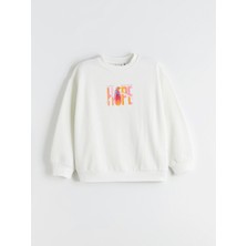 Lc Waikiki Yeni Sezon Bisiklet Yaka Supergirl Baskılı Kız Çocuk Sweatshirt