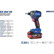 Exen En 264 Vd 21V 4AH 260N.M Kömürsüz Darbeli Şarjlı Vidalama EX011015