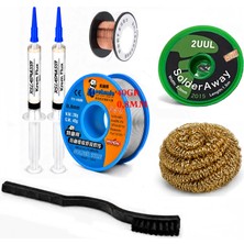 MHM Lehim Seti 0,8 mm 40 gr Lehim Teli Flux 2UUL-2015 Lehim Emme ve Yol Çekme Teli Temizleme Set ST486