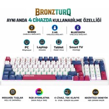 BRONZTURQ MK1116 Rgb-Abs Red Swıtch 3n1 (Usb + 2.4g + Bluetooth) Red Switch Mekanik Klavye
