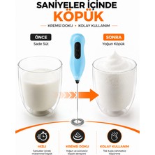 Zeyn Gross Pilli Mini Süt Köpürtücü Kahve Karıştırıcı Paslanmaz Uç - Cappuccino, Latte, Milkshake ve Matcha Mixer - Karışık Renk